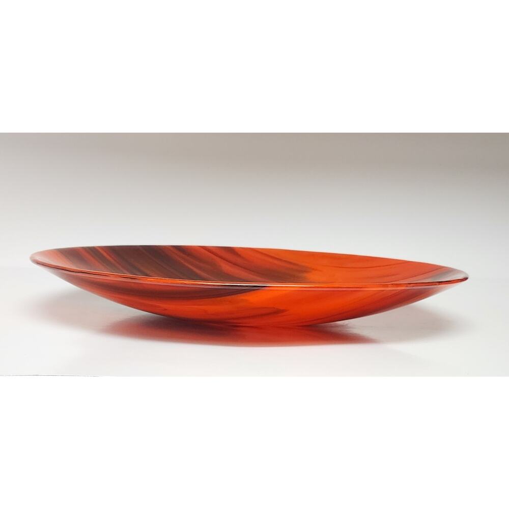 Large Vintage 1980s Decorative Home Accent 16.5" Red Glass  Bowl